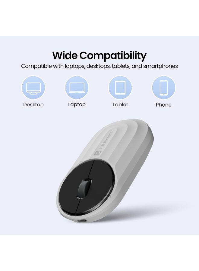 بورترونيكس Portronics Toad 6 Bluetooth Wireless Mouse with 2.4 GHz USB Receiver, Multi-Device Pairing, Built in Battery, 1200 DPI Sensor(White) - Image 4